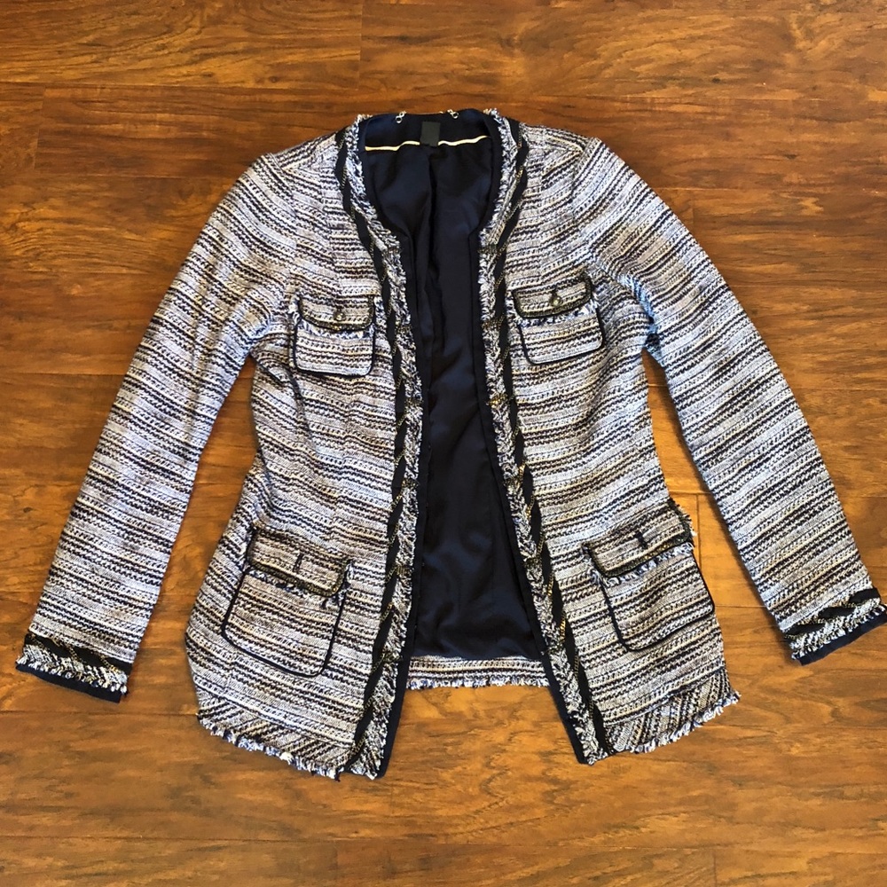 WHBM Navy Tweed Blazer size 10